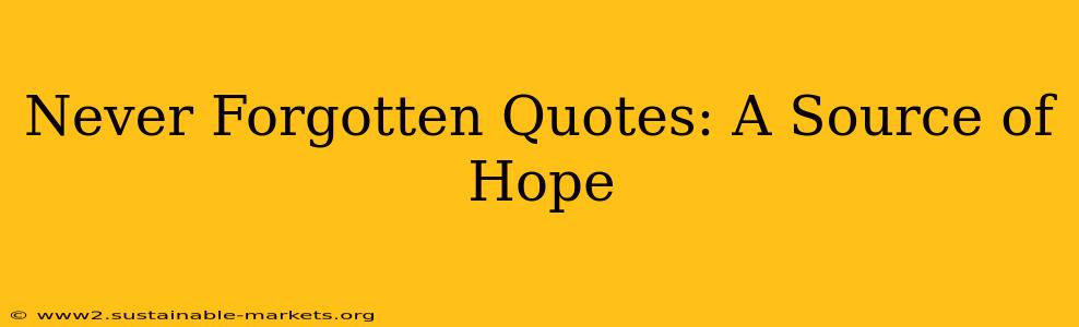 Never Forgotten Quotes: A Source of Hope